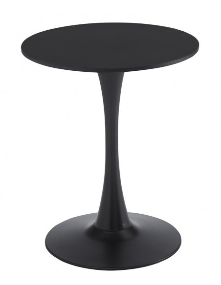 Mesa TUL (SI), base de metal, tapa lacada negra, 60 cms de diámetro