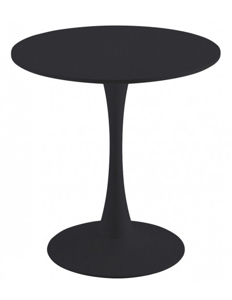 Mesa TUL (SI), base de metal, tapa lacada negra, 70 cms de diámetro