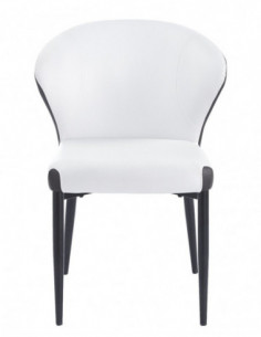 Silla DAVOS, metal, tapizado similpiel marrón y blanco 2