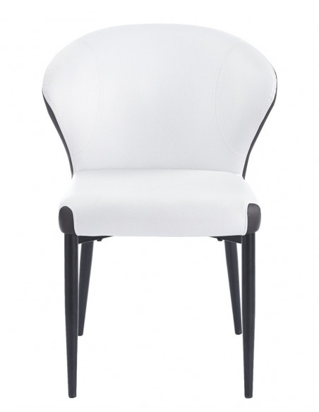 Silla DAVOS, metal, tapizado similpiel marrón y blanco