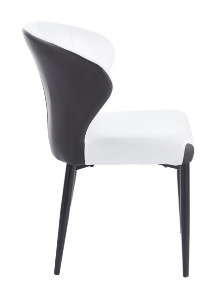 Silla DAVOS, metal, tapizado similpiel marrón y blanco