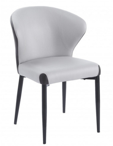 Silla DAVOS, metal, tapizado similpiel marrón y...