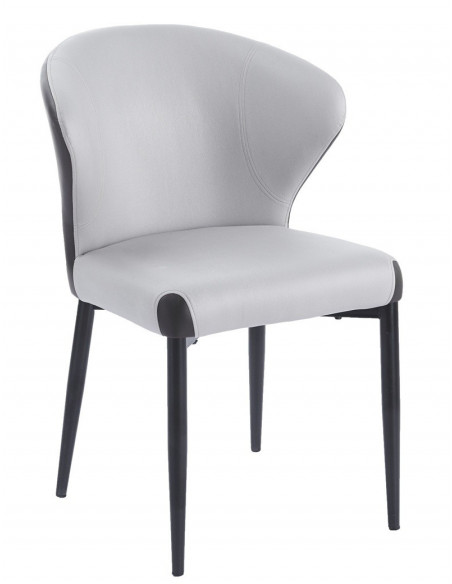 Silla DAVOS, metal, tapizado similpiel marrón y gris