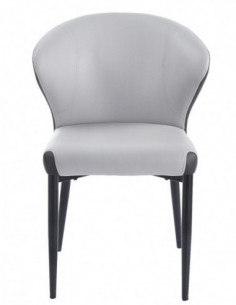 Silla DAVOS, metal, tapizado similpiel marrón y gris 2