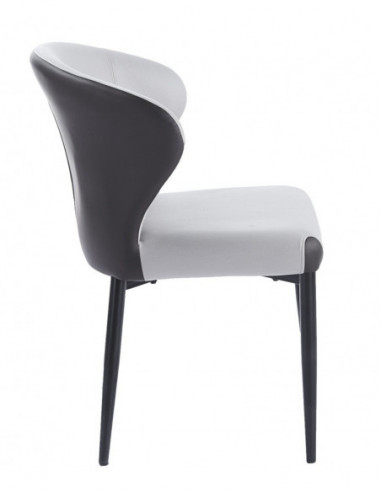 Silla DAVOS, metal, tapizado similpiel marrón y...