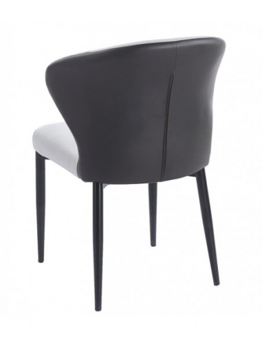 Silla DAVOS, metal, tapizado similpiel marrón y...