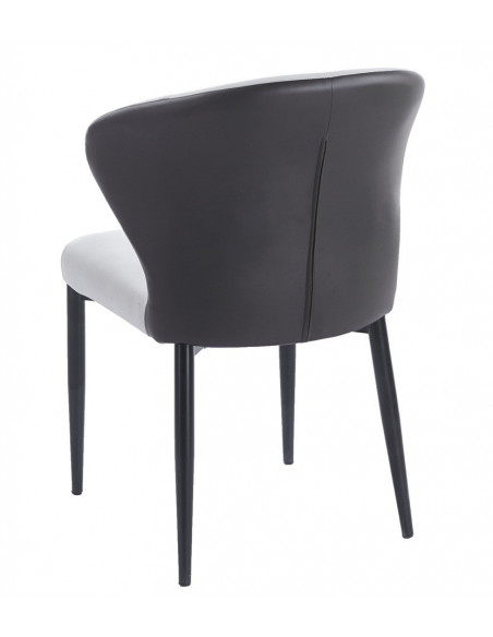 Silla DAVOS, metal, tapizado similpiel marrón y gris