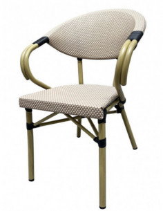 Sillón NERJA, apilable, aluminio, mesh beige y marrón