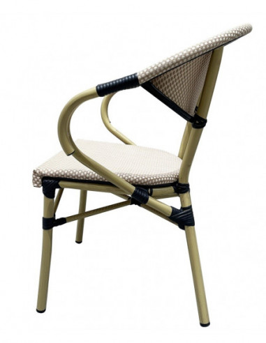 Sillón NERJA, apilable, aluminio, mesh beige y...