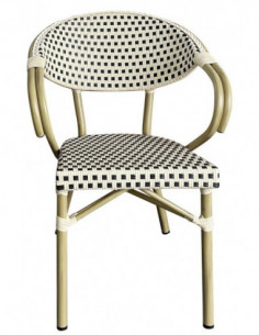 Sillón NERJA, apilable, aluminio, ratán beige y marrón 2