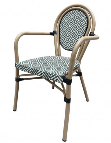 Sillón TARAMAY, apilable, aluminio, mesh crema...