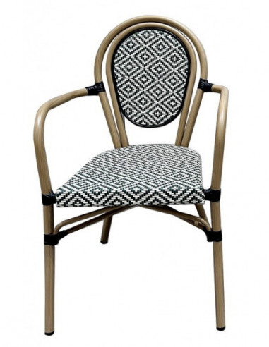 Sillón TARAMAY, apilable, aluminio, mesh crema...