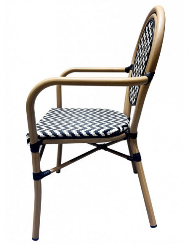 Sillón TARAMAY, apilable, aluminio, mesh blanco...