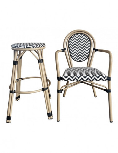 Sillón TARAMAY, apilable, aluminio, mesh blanco...