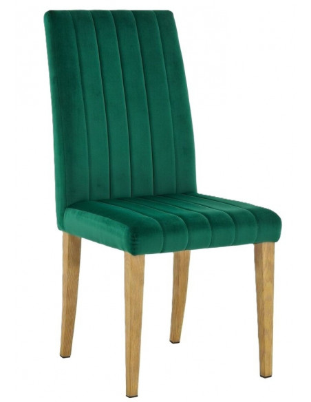 Silla GENOVA, patas metálicas, tapizado velvet verde oscuro