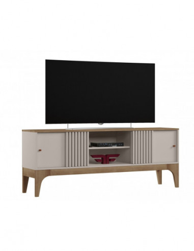 Mueble TV FLORENCIA, blanco roto y cedro, 160 cms